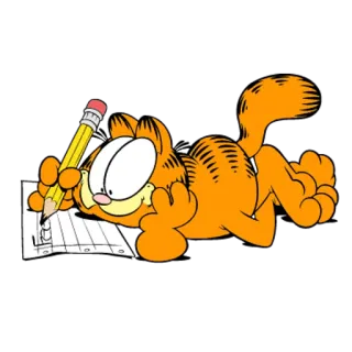 📝 Garfield cartoon, cat, orange, writing, drawing whatsapp sticker