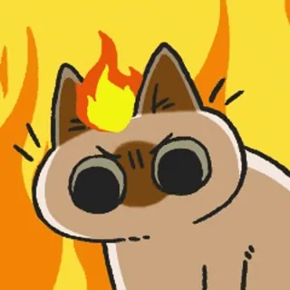 😡 chat, flammes, animal, dessin animé, en colère, feu whatsapp sticker