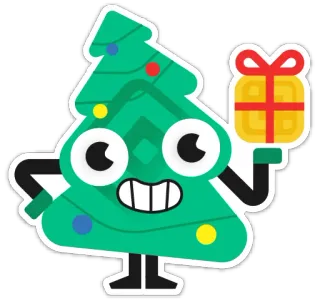 🎄 christmas tree, present, holiday, cartoon, festive, gift telegram sticker