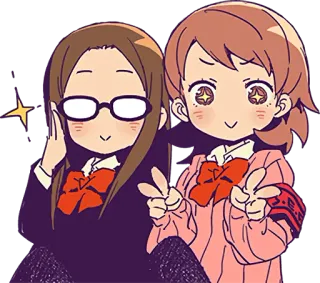 ✌ anime, schattig, cartoon, vrienden, vrolijk whatsapp sticker