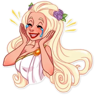 😂 donna, bionda, piangere, gioia, celebrazione whatsapp sticker