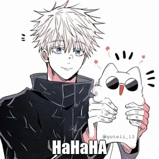 😂 HaHaHA Anime, Cartoon, Figur, lächelnd, lachend, Katze whatsapp sticker