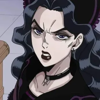😠 动漫, 哥特, 女人, 严肃, JOJO的奇妙冒险 telegram sticker