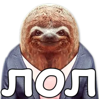 😂 ЛОЛ paresseux, animal, costume, drôle, mème, lol, russe telegram sticker
