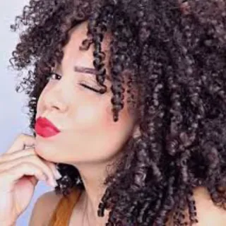 😉 woman, curly hair, portrait, red lipstick, beauty, makeup telegram sticker