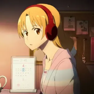 🎧 Anime, Dziewczyna, Słuchawki, Postać, Kreskówka telegram sticker