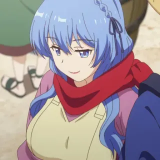 ☺️ anime, character, blue hair, woman, smiling telegram sticker