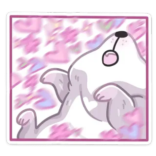 😮 dog, cute, cartoon, hearts, pet, animal, sticker, pink telegram sticker