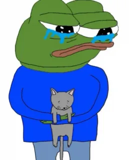 😣 Pepe the Frog pepe, rana, triste, llorando, meme, animal, gato telegram sticker