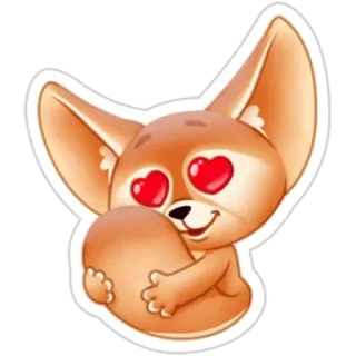 😍 Zorro fénec, Zorro, Animal, Lindo, Amor, Ojos de corazón, Sticker telegram sticker