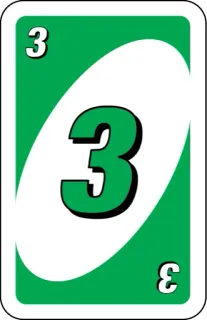 💚 3 card, uno, game, green whatsapp sticker