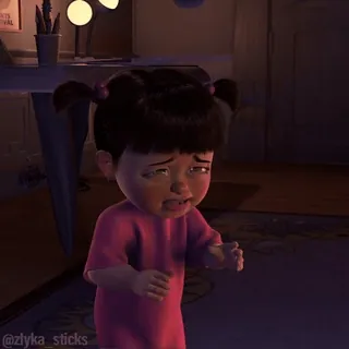 😭 Boo Monsters, Inc. pleurer, triste, effrayé, contrarié, bouh, monstres et cie, dessin animé whatsapp sticker