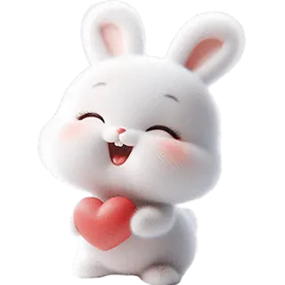🫶 kelinci, kelinci, hati, imut, binatang, kawaii, kartun telegram sticker