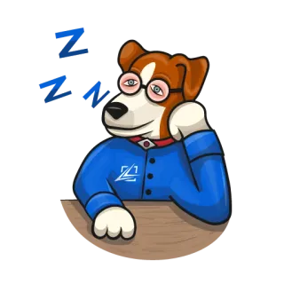 😴 dog, glasses, sleepy, cartoon, lazy, cute, animal whatsapp sticker