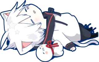 😪 猫, アニメ, 可愛い, かわいい, 睡眠, 白い猫 whatsapp sticker