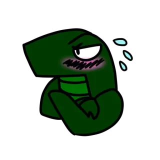 🦎 Мультик, Персонаж, Зеленый, Румянец, Пот, Смущенный telegram sticker
