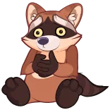 😐 Waschbär, Tier, süß, Cartoon, sitzend, traurig, nachdenklich whatsapp sticker
