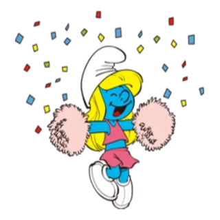 🎊 Smurfette Smurfette, Líder de Torcida, Os Smurfs, Desenho animado telegram sticker