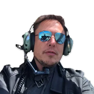 😎 Elon Musk Elon Musk, celebrity, billionaire, portrait, sunglasses, aviation telegram sticker
