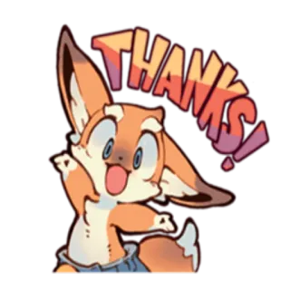 🤗 THANKS! bedankt, vos, cartoon, schattig, geanimeerd, groet, waardering, positief telegram sticker