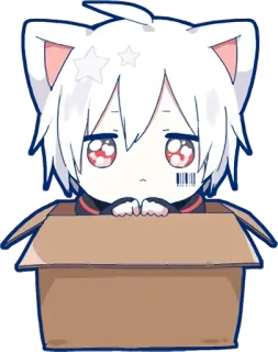 🥺 Anime, Chat, Boîte, Mignon, Kawaii, Chibi telegram sticker