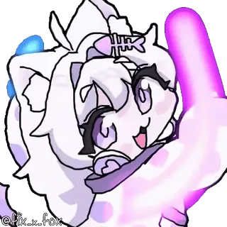 🥳 Katze, Anime, Cartoon, Mittelfinger, Beleidigung, weiße Katze whatsapp sticker