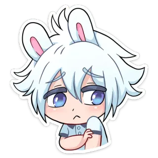 😟 Animé, Lapin, Mignon, Sticker, Lapinou, Dessin animé, Chibi telegram sticker