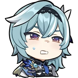 🤨 Eula Genshin Impact anime, video game, eula, worried, sweat whatsapp sticker