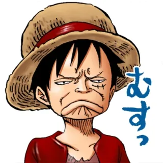 😒 Monkey D. Luffy One Piece むすっ Anime, Manga, Arrabbiato, Cappello di paglia, Pirata telegram sticker
