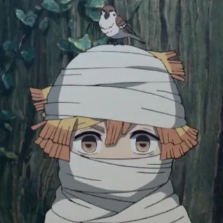 😶 Zenitsu Agatsuma Demon Slayer Anime, Manga, Demon Slayer, Zenitsu, Personnage, Oiseau telegram sticker