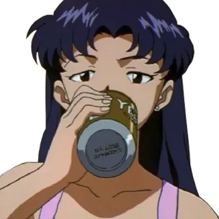 🍺 Misato Katsuragi Neon Genesis Evangelion anime, drink, character, woman telegram sticker