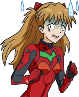 😰 Asuka Langley Soryu Neon Genesis Evangelion animé, nerveux, Evangelion, pilote, combinaison rouge telegram sticker