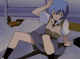 😟 Rei Ayanami Neon Genesis Evangelion anime, character, blue hair, Evangelion, Rei Ayanami telegram sticker