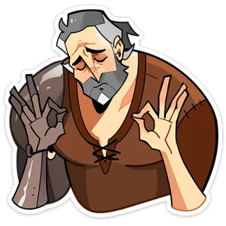 ⭐ okay, gesture, sticker, man, beard, gray, approval telegram sticker