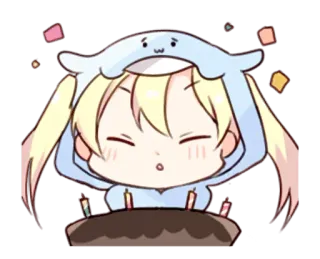 🤩 anime, chibi, cute, birthday, cake, confetti, kawaii whatsapp sticker