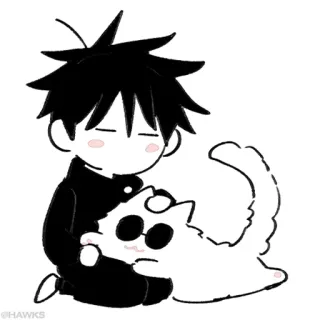 🖤 Anime, Cartone animato, Carino, Gatto, Personaggio whatsapp sticker