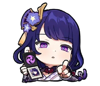 💜 Raiden Shogun Genshin Impact anime, video game, woman, cute, purple, cartoon telegram sticker
