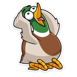 😳 desenho animado, pato, bobo, animal telegram sticker
