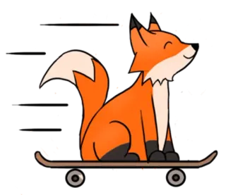 🏂 renard, skateboard, animal, mignon, dessin animé, amusant whatsapp sticker