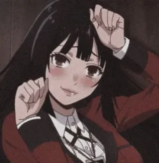😽 dziewczyna anime, długie włosy, czerwony mundurek, kreskówka, ilustracja telegram sticker