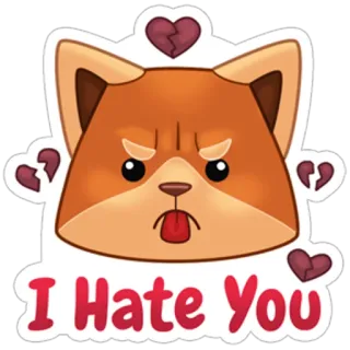 👿 I Hate You Hund, wütend, Hass, Herzschmerz, traurig, verärgert, Cartoon telegram sticker