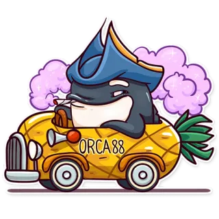 🚬 ORCA 88 orca, pineapple, pirate, cartoon, car, whale, animal telegram sticker