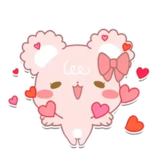 🥰 fofo, kawaii, urso, corações, rosa, desenho animado telegram sticker