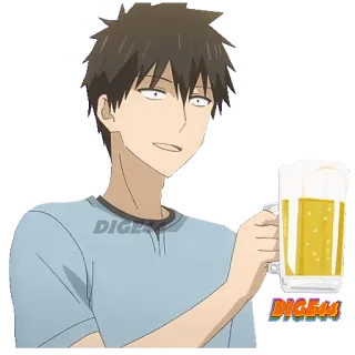 🍺 DIGIAA anime, man, beer, cartoon, beverage, alcohol telegram sticker