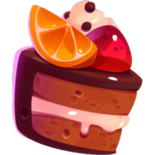 🍰 bolo, sobremesa, laranja, morango, chocolate, doce, pastelaria telegram sticker