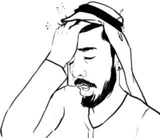 😣 sad, worried, man, facepalm, disappointed, frustrated, headscarf telegram sticker