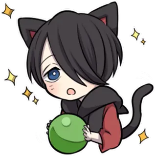 🎾 Katzenohren, Chibi, Anime, Kawaii, Süß, Katze, Glitzer telegram sticker
