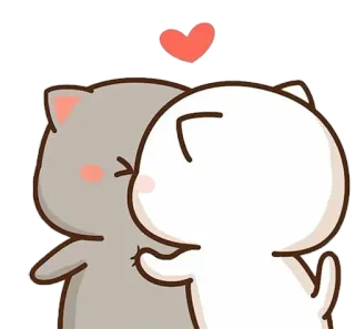 😽 chat, amour, mignon, couple, coeur, baiser, dessin animé whatsapp sticker