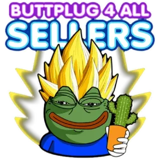 😁 Pepe the Frog BUTTPLUG 4 ALL SELLERS meme, pepe, frog, cactus, digital art, text telegram sticker