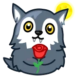 💐 волк, милый, животное, цветок, мультик, роза telegram sticker